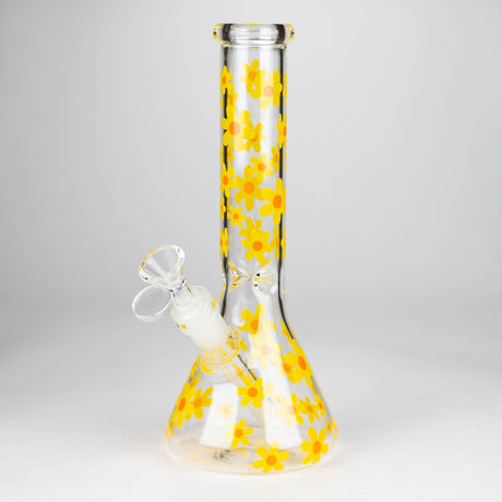 10" Glow in the dark Glass Bong With Flower Design