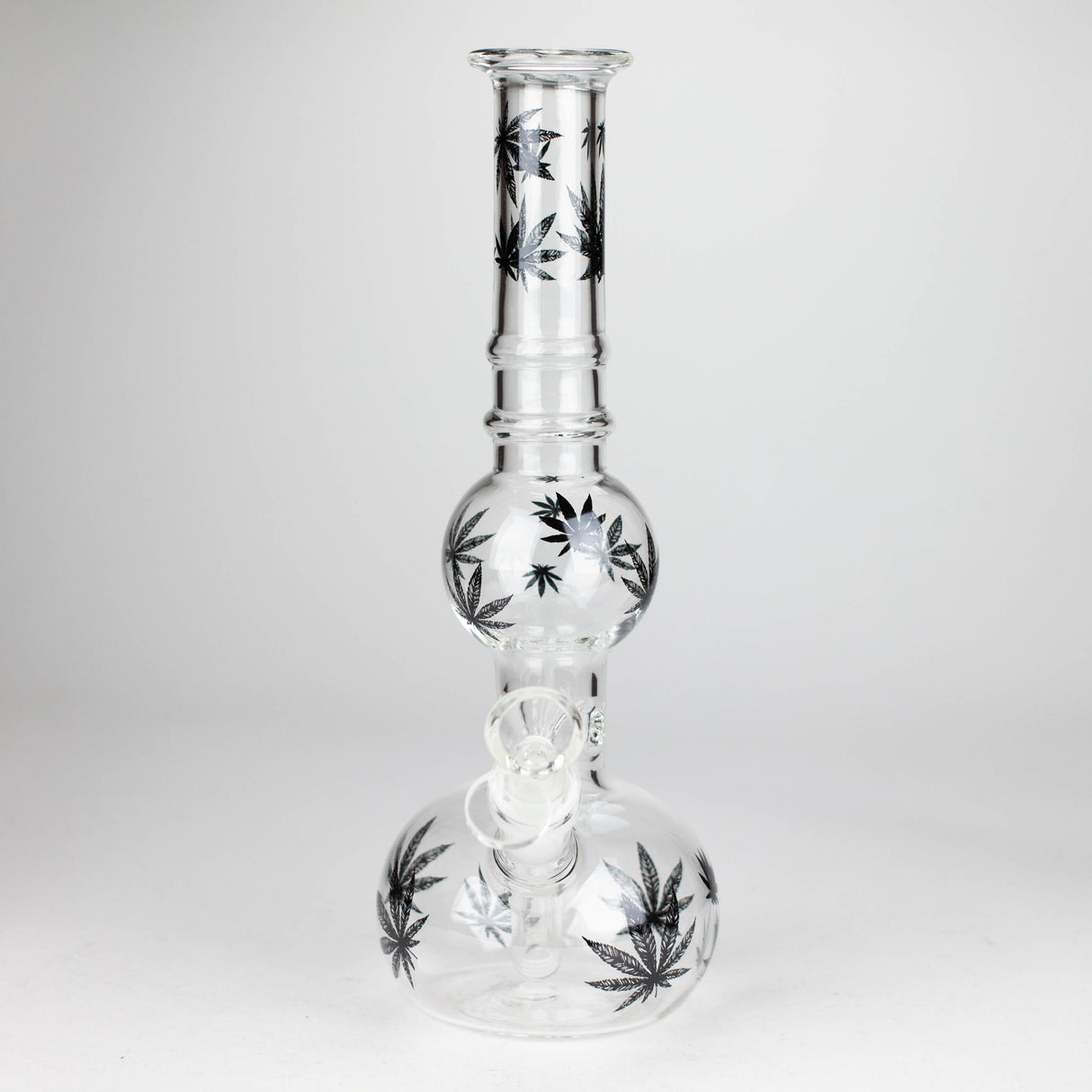 11" Rourd Shape Glass Bong With Leaf Design