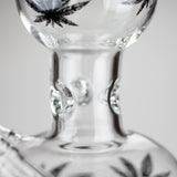 11" Rourd Shape Glass Bong With Leaf Design