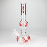 11" Rourd Shape Glass Bong With Leaf Design