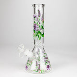 10" Glow in the dark Glass Bong With Flower Design