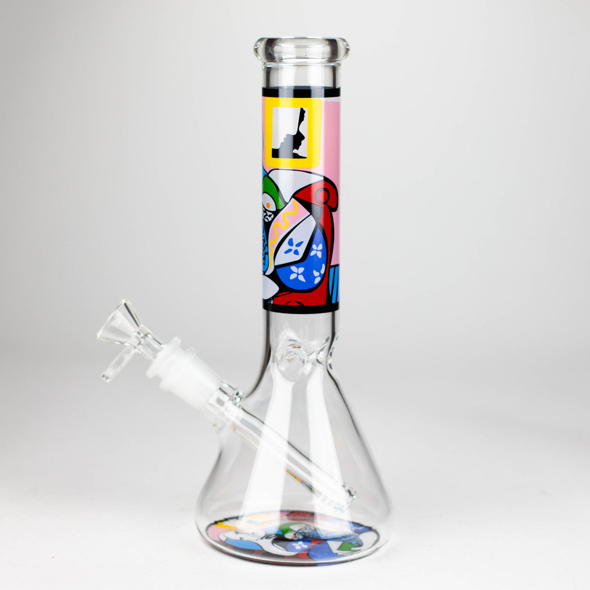 10" Glass Bong With Abstract Art Design