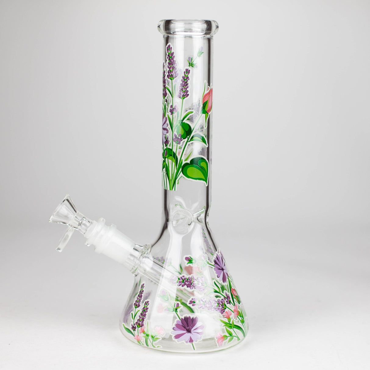 10" Glow in the dark Glass Bong With Flower Design