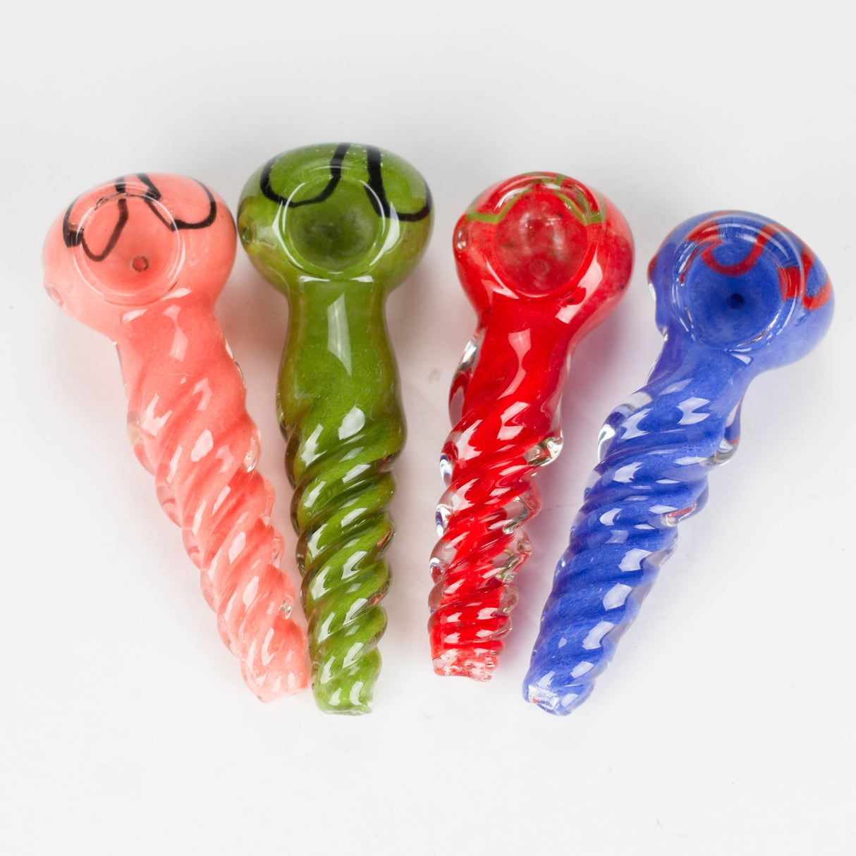 4" Twist glass hand pipe pack of 2