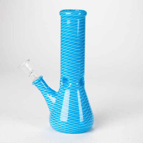 8" web designed assorted color beaker glass bong