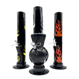 12" BLACK Acrylic Water Pipe Bong  , Assorted Pattern Color ( PIP280 )