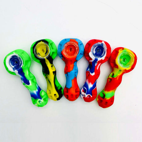 4″ Silicone Handpipe Jar – 24 Assorted Pieces with Glass Bowls & Dabbers [ES107HP]