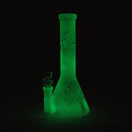 8" GLOW IN DARK TREE OF LIFE BEAKER GLASS BONG