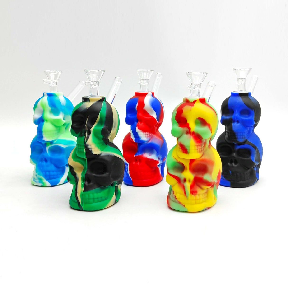 6" Double Skull Silicone Water Pipe