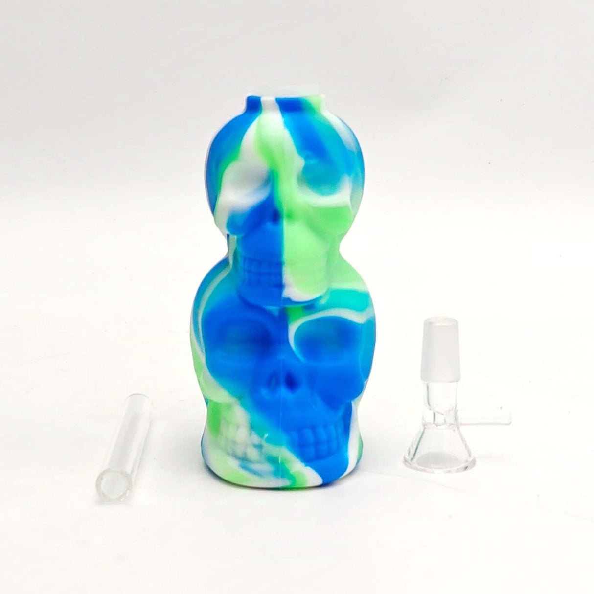 6" Double Skull Silicone Water Pipe