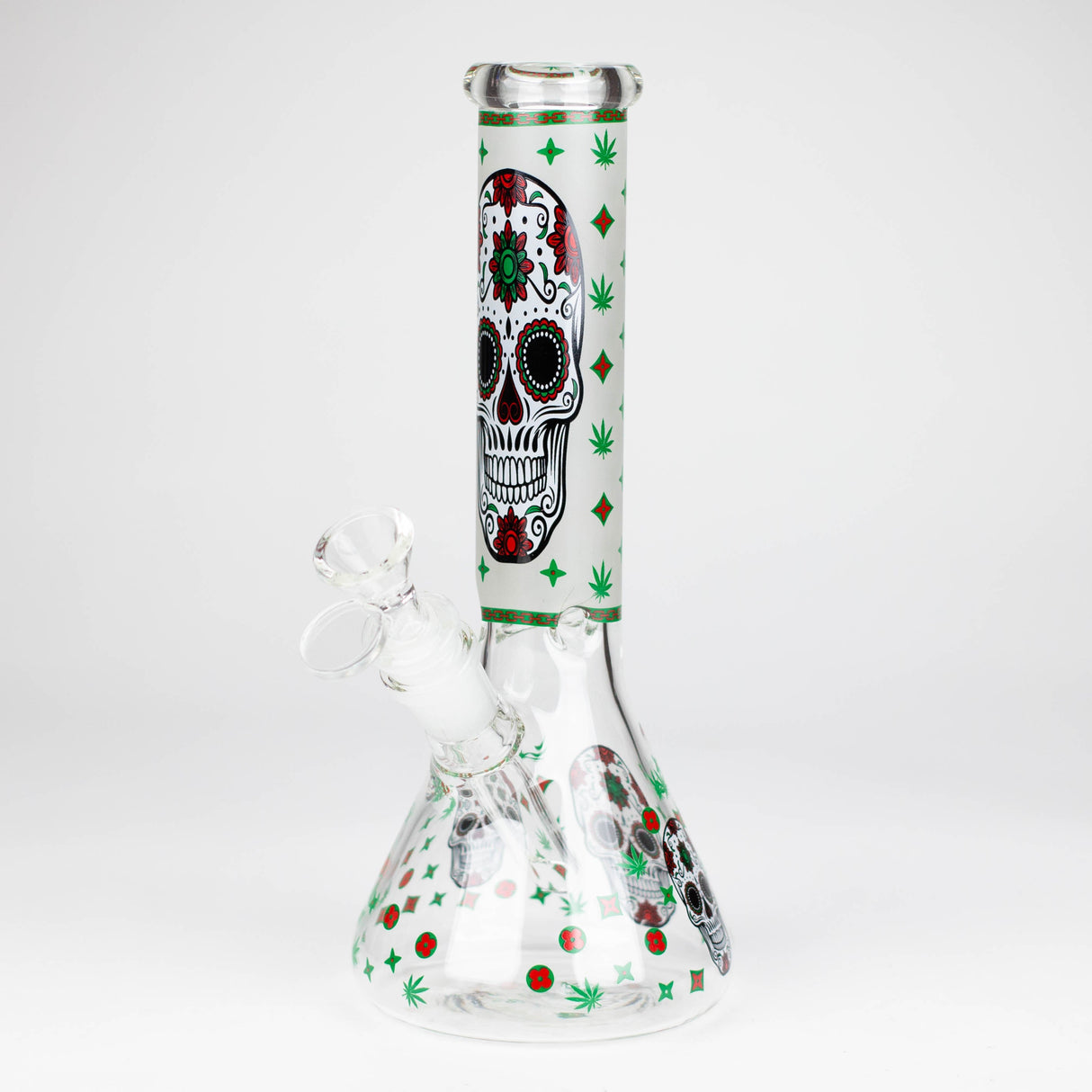 10" Glass Bong With Sugar Skull  Design