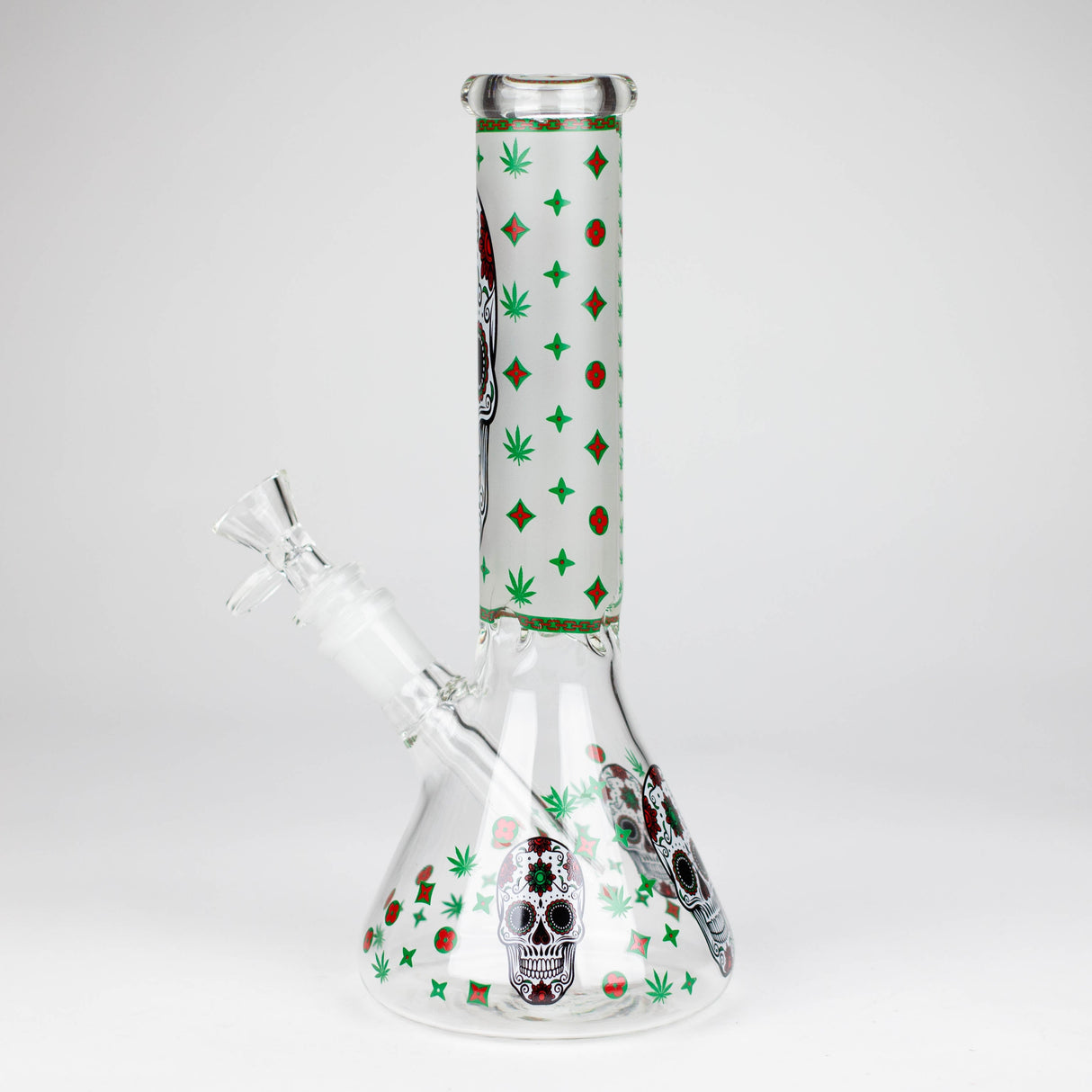 10" Glass Bong With Sugar Skull  Design