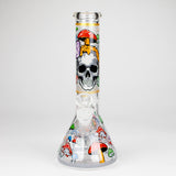 10" Glow in the dark Glass Bong With  Mushroom Skull  Design