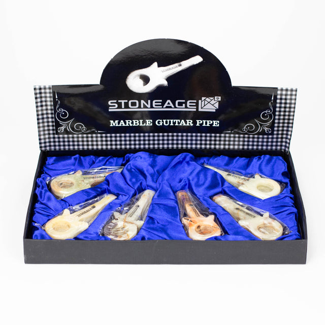 StoneAge | 4" Handmade Jumbo Tobacco Smoking Pipes - Model: Guitar, Includes Display Box - Pack of 6 Quartz · Stone Pipe NicePrice