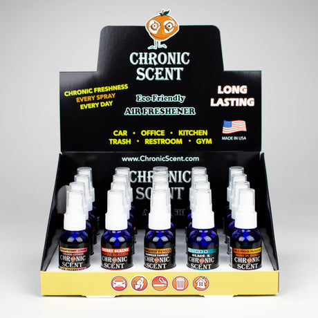 Chronic Scent Air Freshener Display of 20 Odour Eliminator Spray ONE 1oz / 30ml