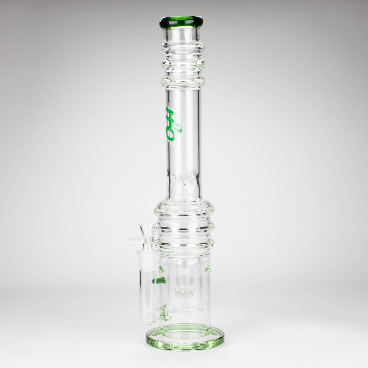 H2O | 18" 7mm glass bong with double layer honeycomb [H2O-5015] Glass Bong Canadian Distributor Green
