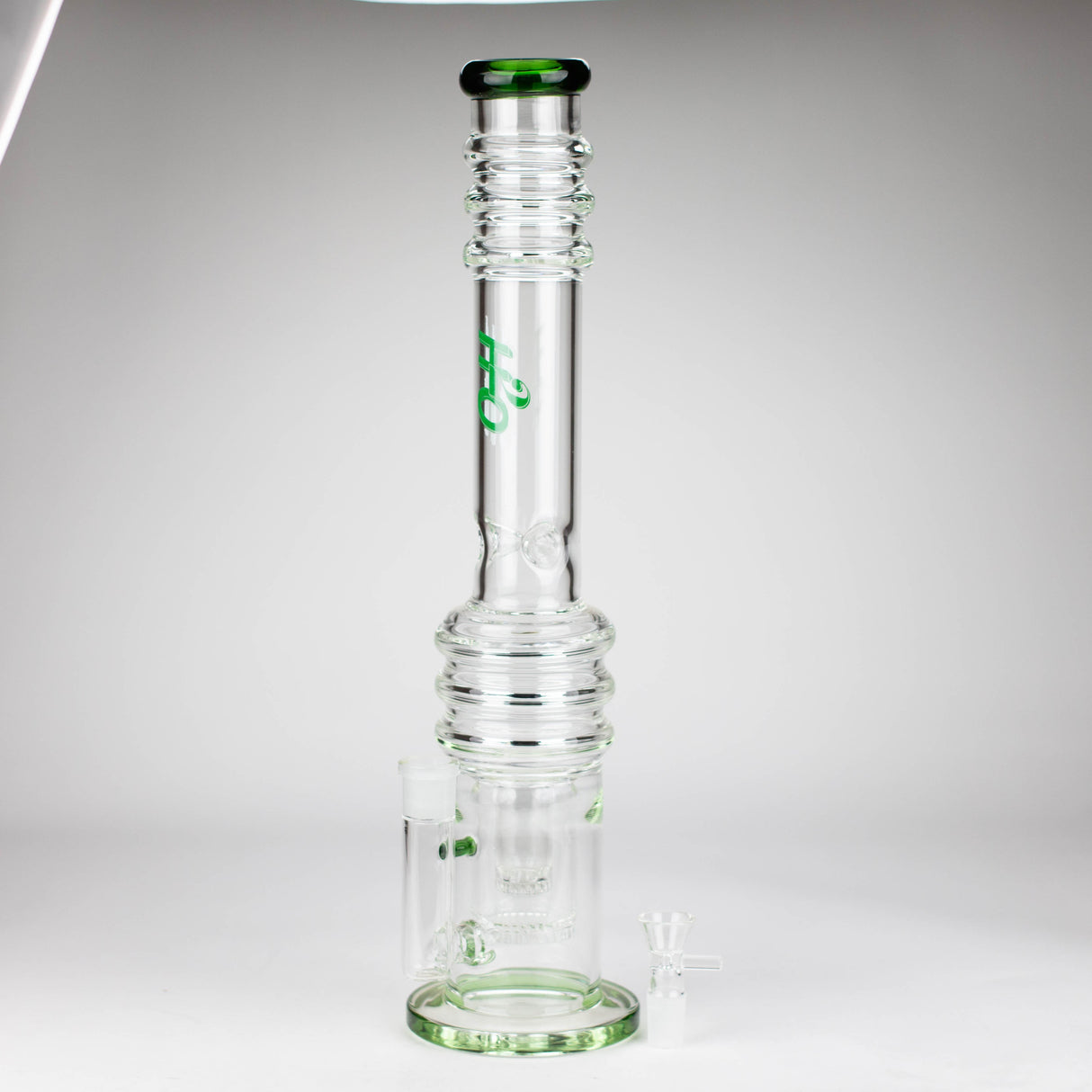 H2O | 18" 7mm glass bong with double layer honeycomb [H2O-5015] Glass Bong Canadian Distributor