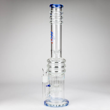 H2O | 18" 7mm glass bong with double layer honeycomb [H2O-5015]