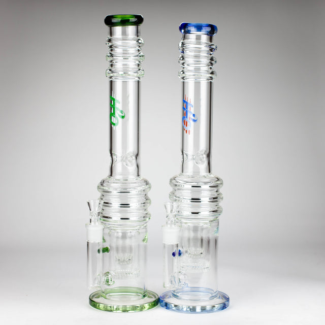 H2O | 18" 7mm glass bong with double layer honeycomb [H2O-5015] Glass Bong Canadian Distributor