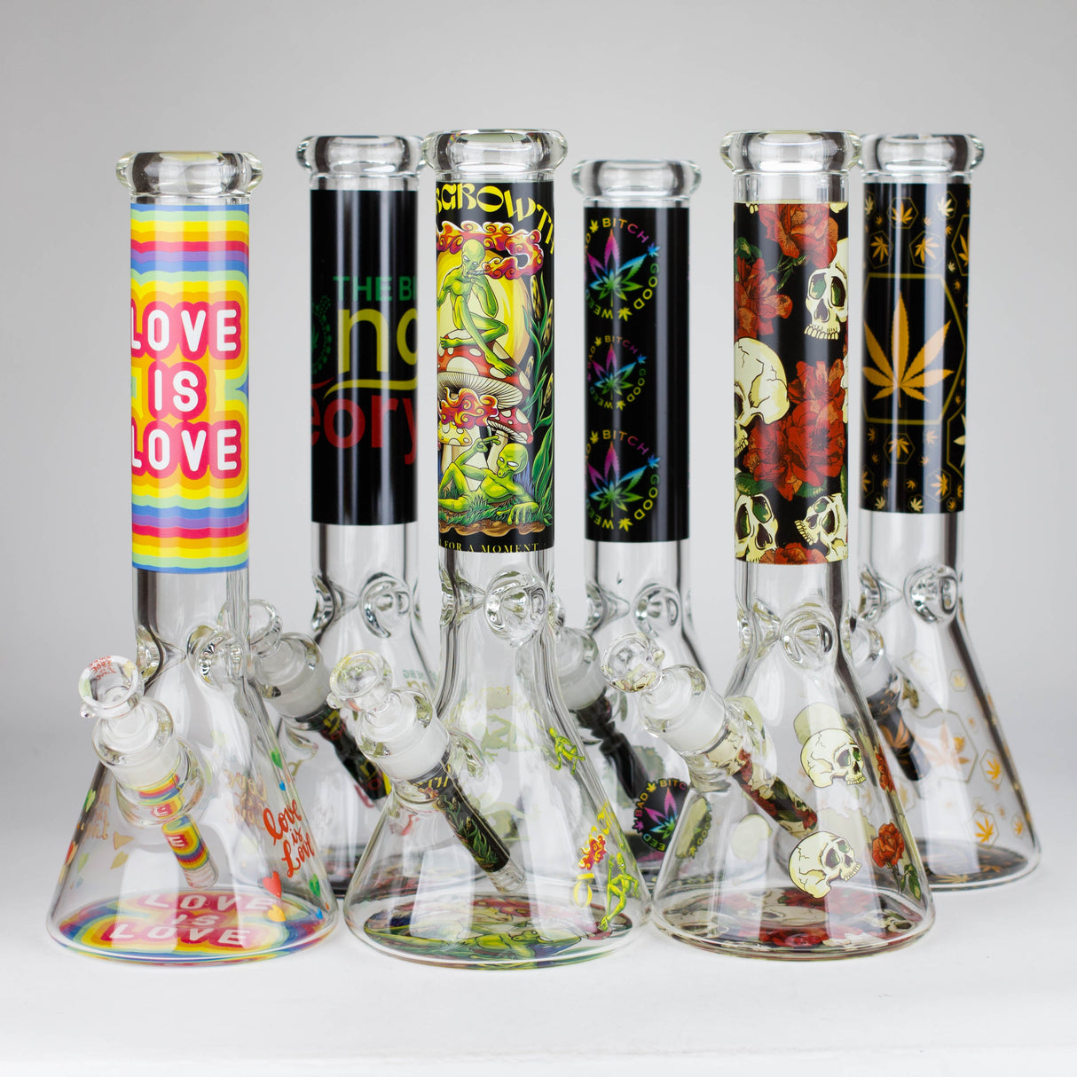 14″ Design Exclusive License Glass 7mm Bong Beaker Bong-Box of 6 [C1559-COMBO A]