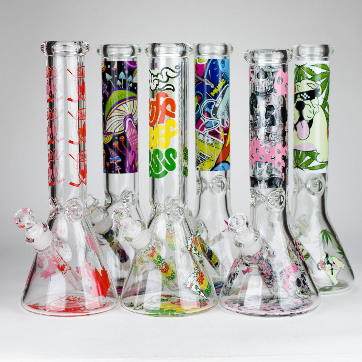 14″ Design Exclusive License Glass 7mm Bong Beaker Bong-Box of 6 [C1559-COMBO B]