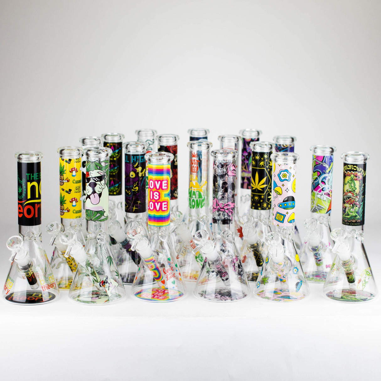 10″ Design Exclusive License Glass Bong Beaker Bong-Box of 20 [DCK014-COMBO D]