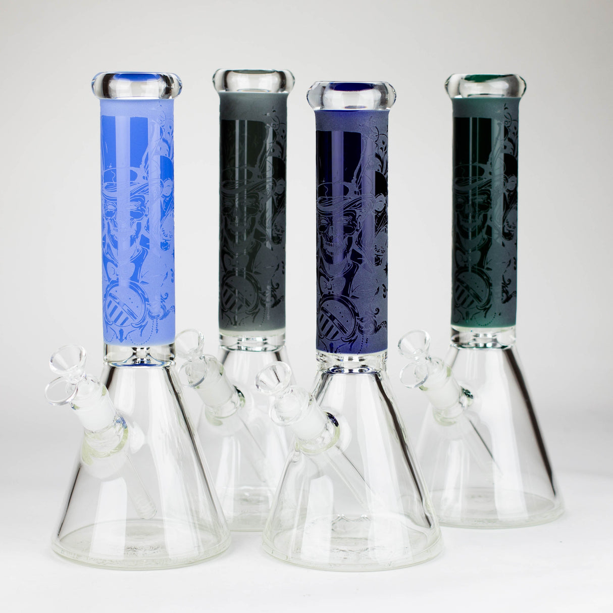 14" High Quality engraved Beaker Glass Bong  [C2664-3]