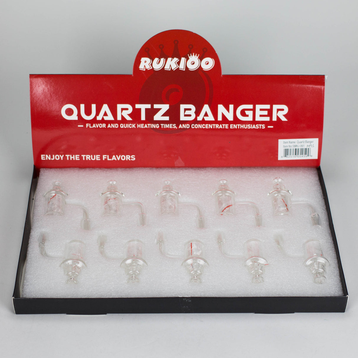 RUKIOO | 14mm Male 90 degree quartz banger with carb cap-Box of 12 [SMKJ-061]