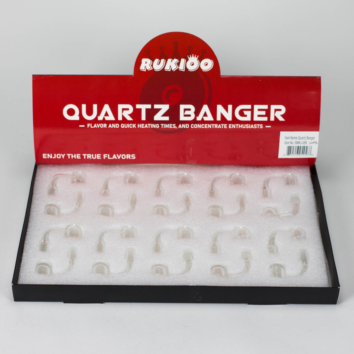 RUKIOO | 14mm Male 90 degree and side cut quartz Banger set Box of 20 [SMKJ-058]