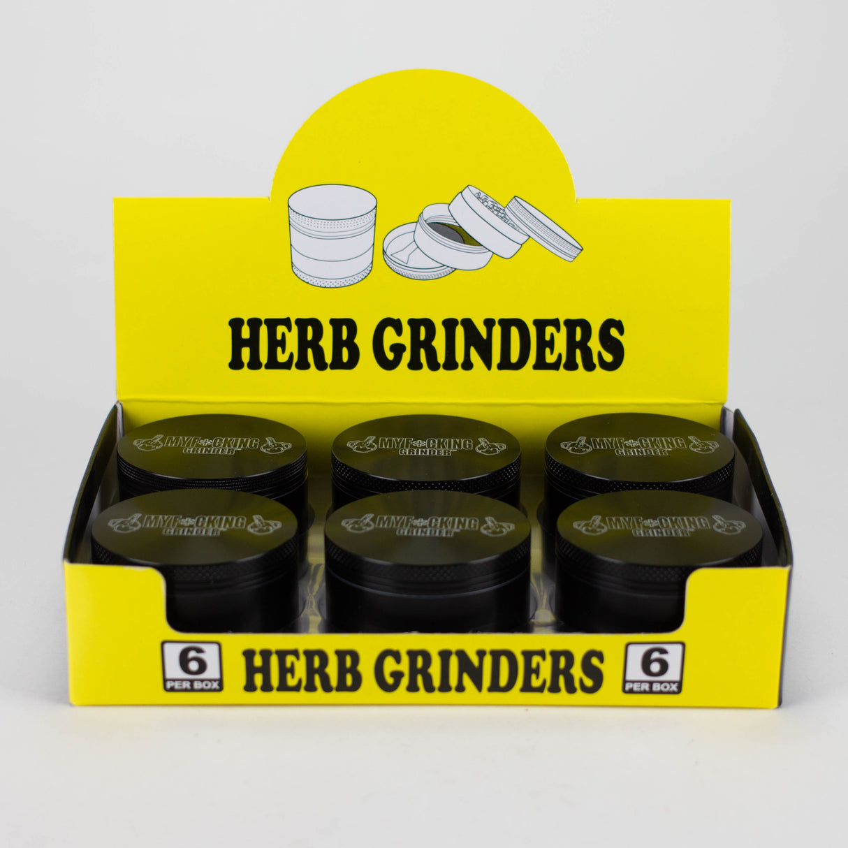 68mm MF Design 4 Layers Zinc Grinder Box Of 6 [SMKZ-007]