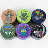 4 Layes 63mm Alien assorted Design Metal Grinder Box of 6 [SMKZ-001]