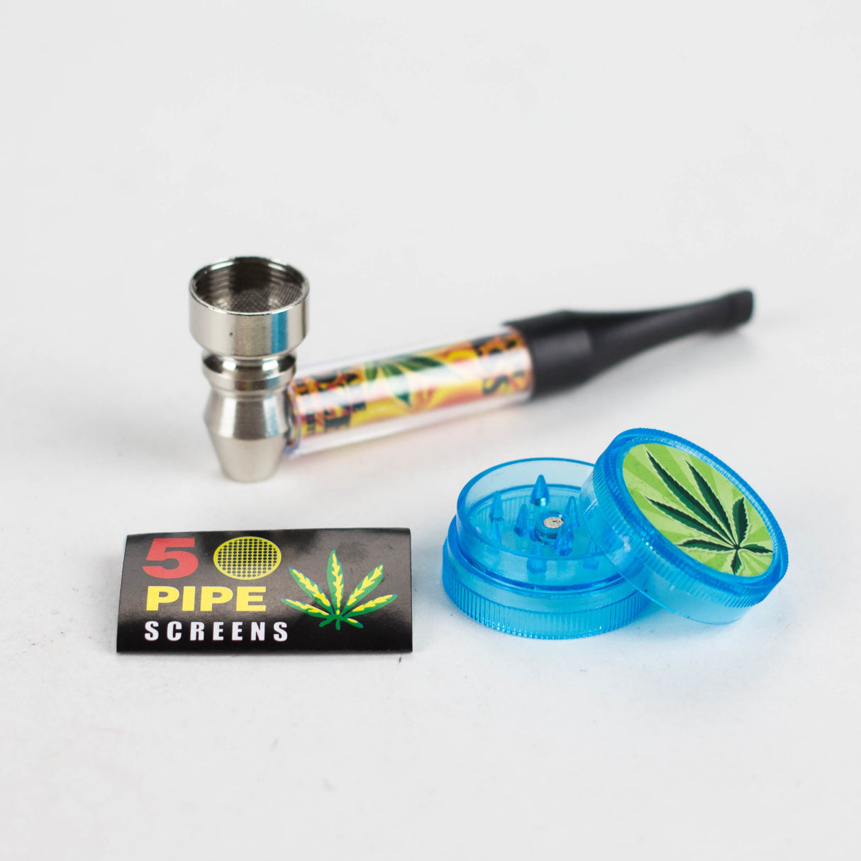 3.3″ Meral Pipe with Grinder Display of 12 [SMKZ-119]