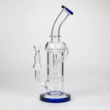 11″ Straight Tube Glass Recycler Bong With Color Base [C1556]