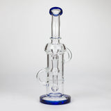 11″ Straight Tube Glass Recycler Bong With Color Base [C1556]