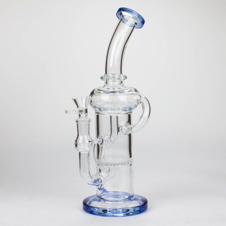 11″ Straight Tube Glass Recycler Bong With Color Base [C1556]