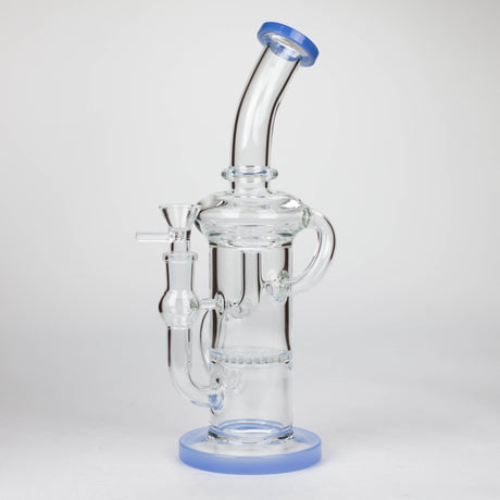 11″ Straight Tube Glass Recycler Bong With Color Base [C1556]