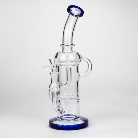 11″ Straight Tube Glass Recycler Bong With Color Base [C1556]