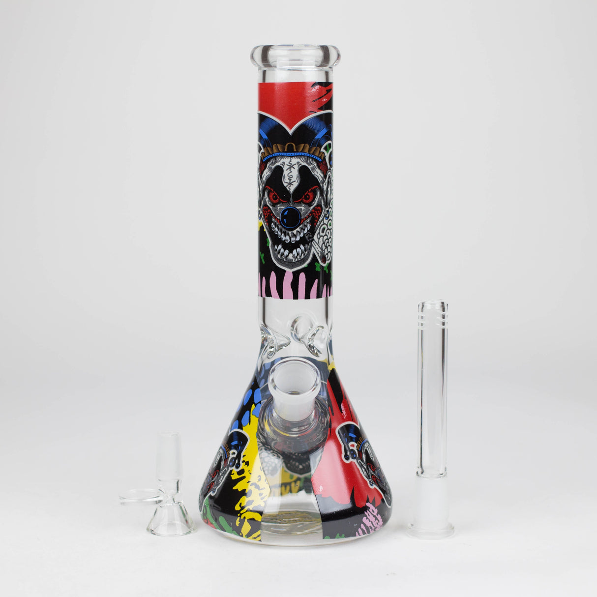 10" Glass Bong With Clown Design