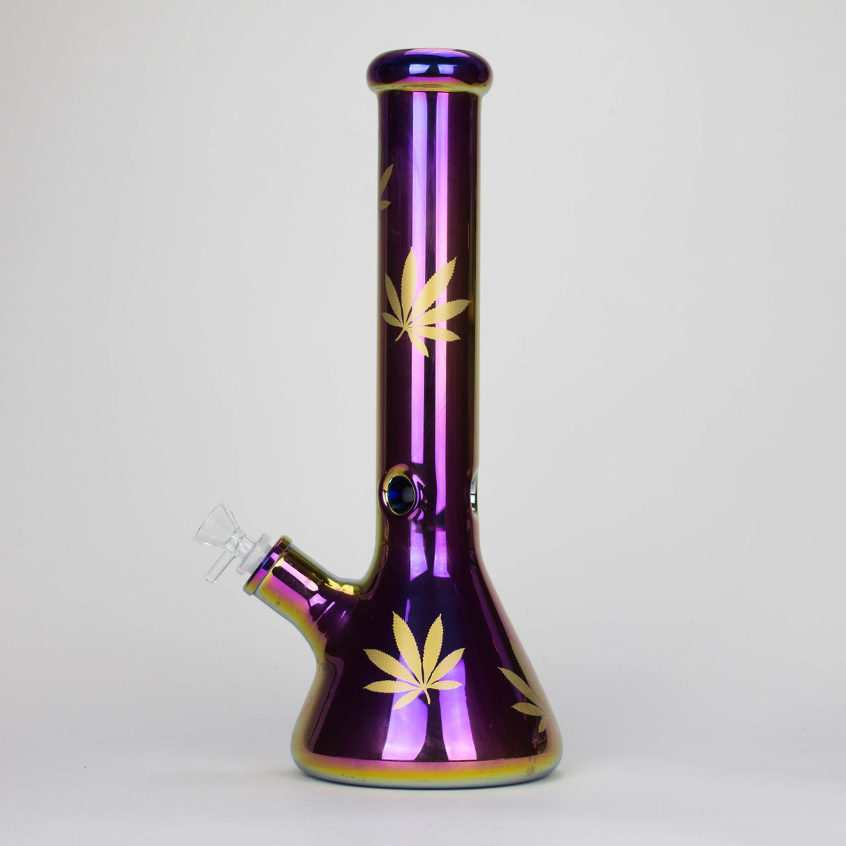 14" Leaf 7mm Glass Bong – Rainbow Oil Slick [AK080]