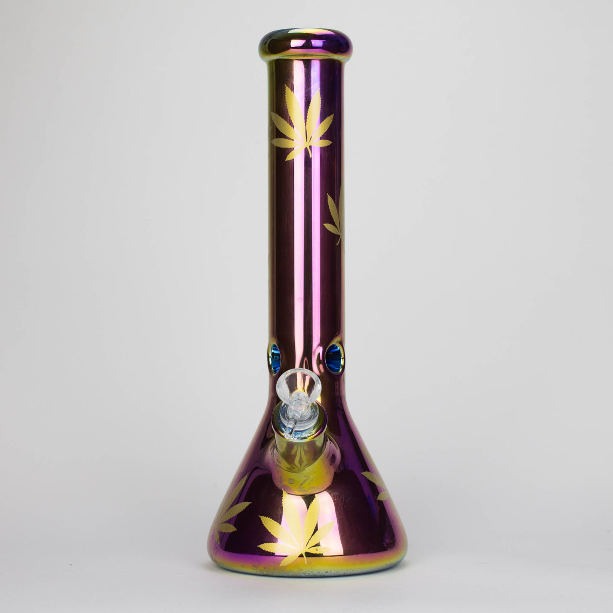 14" Leaf 7mm Glass Bong – Rainbow Oil Slick [AK080]