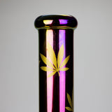 14" Leaf 7mm Glass Bong – Rainbow Oil Slick [AK080]