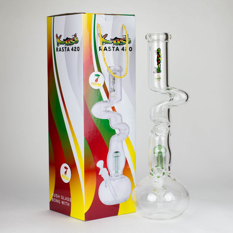 Kush | 17" Zig-Zag Rasta 420 glass bong