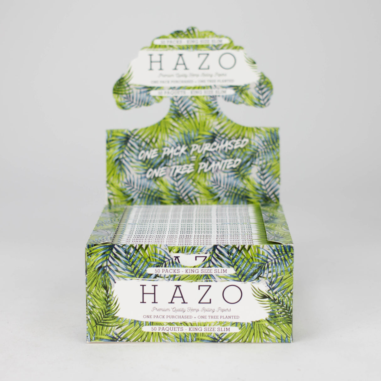 HAZO Hemp Rolling Papers | King Size Slim - Full Display of 50x Booklets | Plants 50 Trees!