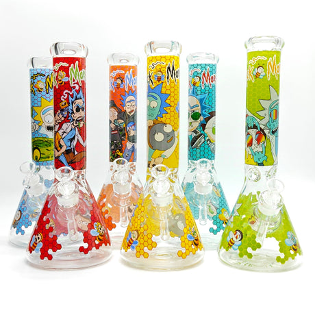 14" 7mm R&M Cartoon Beaker Glass Bong [P29]_0