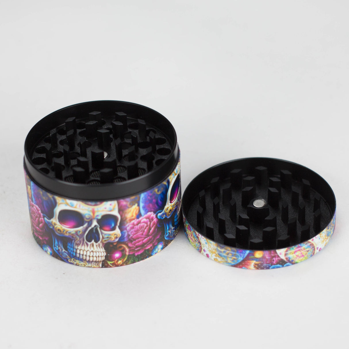 2.5" Metal Grinder 4 Layers with Rose Skull Design Box of 6