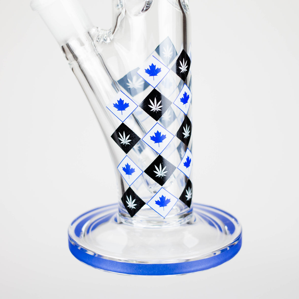 10" Color accented Staight Tube Glass Bong With Maple Leaf Design