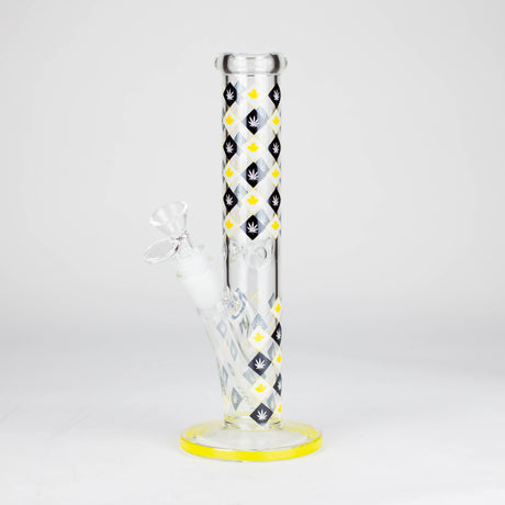 10" Color accented Staight Tube Glass Bong With Maple Leaf Design