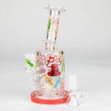 7" Color accented  Glass Bong With Perc- Mushroom Design