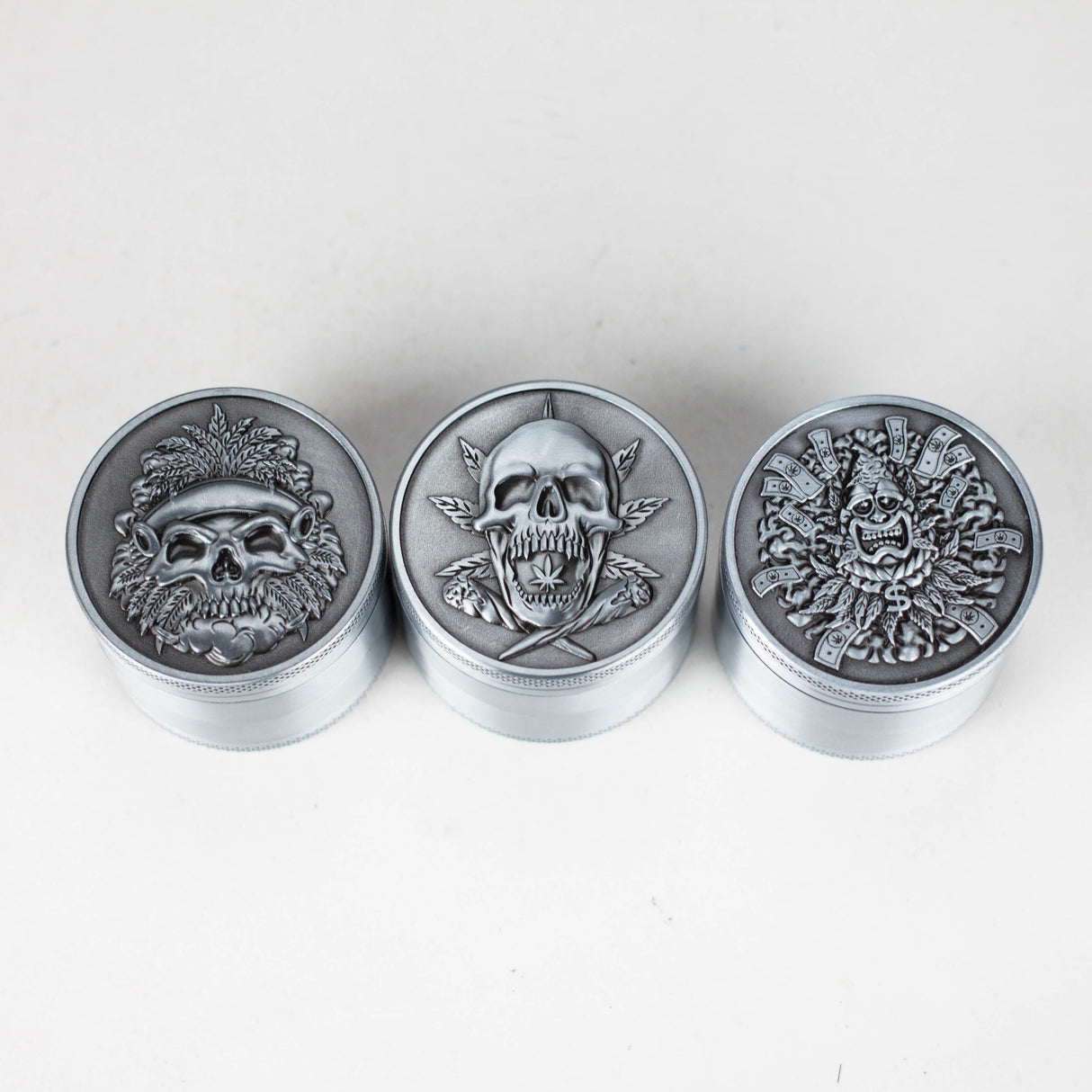 2" Metal Grinder Weed Skull Design 4 Layers Box of 12