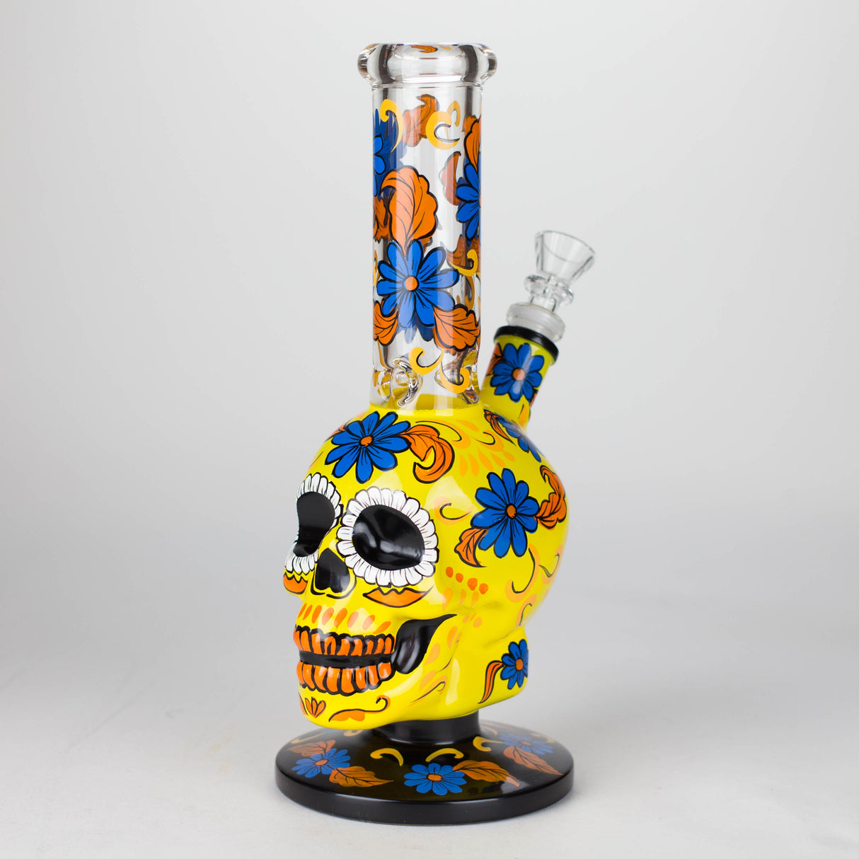 10" Sugar Skull-Themed glass bong [SK Series] Glass Bong BB Canada Yellow